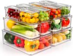 14 Pack Fridge Organizer, Stackable Refrigerator Organizer Bins with Lids, BPA-Free Fridge Organizers and Storage Containers for Fruit, Vegetable, Food, Drinks, Cereals, Clear - Image 2