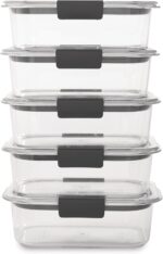 Rubbermaid Brilliance Food Storage Containers BPA Free Airtight Lids Ideal for Lunch Meal Prep & Leftovers Set of 5 (3.2 Cup) - Image 3