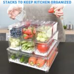 Pomeat 10 Pack Fridge Organizer, Stackable Refrigerator Bins with Lids, BPA-Free Produce Fruit Storage Containers for Fridge, Clear for Food, Drinks, Vegetable - Image 3