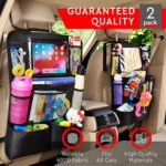 Helteko Backseat Car Organizer, Kick Mats Back Seat Protector with Touch Screen Tablet Holder, Back Seat Organizer for Kids, Travel Accessories with 9 Storage Pockets 2 Pack, Black - Image 3