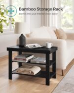SONGMICS Shoe Rack Bench, 3-Tier Bamboo Shoe Storage Organizer, Entryway Bench, Holds Up to 286 lb, 11.3 x 27.6 x 17.8 Inches, for Entryway Bathroom Bedroom, Ink Black ULBS04H - Image 8