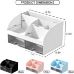 Makeup Organizer with Drawers, Cosmetic Storage for Dresser Vanity and Bathroom Countertop, Beauty Holder for Lipstick Brush, Skincare Organizer for Vanity, Cosmetic Display Case (White) - Image 3