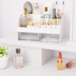 Makeup Organizer with Drawers, Cosmetic Storage for Dresser Vanity and Bathroom Countertop, Beauty Holder for Lipstick Brush, Skincare Organizer for Vanity, Cosmetic Display Case (White) - Image 4