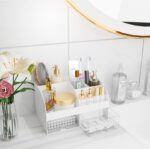 Makeup Organizer with Drawers, Cosmetic Storage for Dresser Vanity and Bathroom Countertop, Beauty Holder for Lipstick Brush, Skincare Organizer for Vanity, Cosmetic Display Case (White) - Image 5