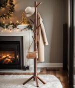 Pipishell Sturdy Wooden Coat Tree with 8 Hooks, 3 Adjustable Sizes for Clothes, Hat Stand Used in Bedroom/Office/Entryway, Brown - Image 3