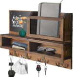 Key Holder for Wall, Mail Organizer Wall Mount with Key Hooks and Wallet Holder, Sunglasses Storage and Dog Leash Hanger, Decorative with 4 Double Hooks and Chalkboard - Image 3