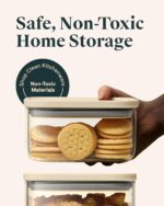 Caraway 1qt Glass Airtight Food Storage Container with Lid – Non-Toxic, BPA-Free Kitchen Storage Container – Stackable, Space-Saving Airtight Container for Dry Goods and More - Cream - Image 3