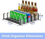Drink Organizer for Fridge, Soda Can Organizer for Fridge, Self-Pushing Glide Drink Dispenser for Refrigerator-Holds up to 25 Cans Black (5 Rows) - Image 3