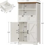 Storage Cabinet with Doors & 2 Drawers, Kitchen Cabinet with Adjustable Shelf, Farmhouse Storage Cabinets for Living Room, Entryway, Home Office, White - Image 4