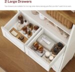 Storage Cabinet with Doors & 2 Drawers, Kitchen Cabinet with Adjustable Shelf, Farmhouse Storage Cabinets for Living Room, Entryway, Home Office, White - Image 6