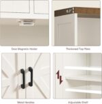 Storage Cabinet with Doors & 2 Drawers, Kitchen Cabinet with Adjustable Shelf, Farmhouse Storage Cabinets for Living Room, Entryway, Home Office, White - Image 9