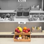 HOMESTEAD Bamboo Pantry Storage Bins - Stackable Baskets, Potato and Onion Storage for Pantry Organization, Set 3 Pieces - Image 3