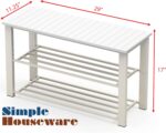 Simple Houseware Wood Top Shoe Storage Bench for Entryway, White - Image 4