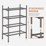 STORAGE MANIAC Expandable Shoe Rack, 8 Pairs Stackable Small Shoe Rack, Metal Adjustable Shoes Organizer for Closet, Entryway, Hallway, Garage, Front Door, Shoes Shelves, Black 2 Tier - Image 4