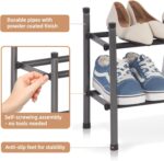 STORAGE MANIAC Expandable Shoe Rack, 8 Pairs Stackable Small Shoe Rack, Metal Adjustable Shoes Organizer for Closet, Entryway, Hallway, Garage, Front Door, Shoes Shelves, Black 2 Tier - Image 5