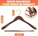 Amber Home 6 Pack Retro Wooden Suit Hangers with Gold Hook, Vintage Wide Shoulder Suit Hangers with Gold Pants Locking Bar, Wood Jacket Clothes Hangers for Sweater, Pants, Heavy Clothes - Image 3