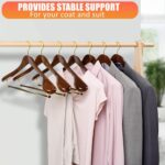 Amber Home 6 Pack Retro Wooden Suit Hangers with Gold Hook, Vintage Wide Shoulder Suit Hangers with Gold Pants Locking Bar, Wood Jacket Clothes Hangers for Sweater, Pants, Heavy Clothes - Image 4