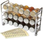Deco Brothers Spice Rack Stand holder with 18 Bottles and 48 Labels, Chrome - Image 3