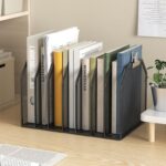 Metal 7-Section File Folder Organizer for Desk | Vertical Office File Holder | Heavy-Duty Mesh Document Sorter for Books, Binders, Laptops | Black Desk Organizer (12.8”x8.5”x7.9”) - Image 3