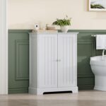 ChooChoo Bathroom Floor Cabinet, Modern Bathroom Storage Cabinet with 2 Doors and Adjustable Shelves, Freestanding Cupboard for Living Room, White - Image 3