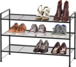 SIMPLE HOUSEWARE 3-Tier Stackable Shoes Rack Storage Shelf, Black - Image 3