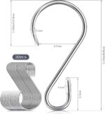 Hotop 36 Pcs 3.15 Inch S Shaped Stainless Steel Hooks Metal Hanging Curtain Hooks Pan Pot Holder Rack for Hanging Pot, Pan, Cups, Plants, Bags, Jeans, Towels(Silver) - Image 3