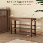 Shoe Rack Bench Seat Rubberwood 3-Tier Wooden Storage Bench 550lbs Compact Mid-Century Modern Design for Entryway, Hallway, Closet, Front Door Entrance, Foyer - Image 3