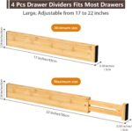 4 PCS Drawer Divider, 17"-22" Adjustable Bamboo Drawer Dividers Organizers, Expandable Separators for Kitchen, Clothes, Dressers, Home, Office - Image 3