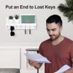 Key Holder Wall Mount, Entryway Mail Organizer with Shelf, Decorative Key Hanger with 7 Hooks Holds Leashes and Glasses, Includes Mounting Hardware (13.8” x 5.3” x 3.2”) - Image 4