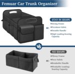 Femuar Car Trunk Organizer with Large Capacity Waterproof Car Accessories for Women & Men, Collapsible Trunk Organizer for Suv/Jeep/Sedan (Black, Standard) - Image 3
