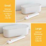 D-Line Cable Management Box, Power Strip Holder, Floor Outlet Hider, Desk Cord Organizer, Cover TV Wires, 12.75" (L) x 5" (W) x 4.5" (H), for use with Power Strips up to 10.5in Length - Small, White - Image 5