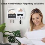 Mail and Key Holder – Wall Mount Key Hanger with Shelf and 7 Metal Hooks – Decorative Natural Paulownia Wood Entryway Organizer with Mounting Hardware (16.5”W x 8.7”H x 3.5”D) (White) - Image 4