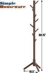 Simple Houseware Wooden Coat Rack Stand Garment Adjustable Tree Rack, 9 Hooks, Walnut - Image 3