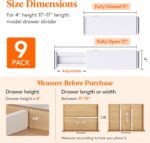 Lifewit 9 Pack Drawer Dividers 4" High, 11-17" Adjustable Drawer Organizers for Clothes, Expandable Dresser Separators in Bedroom/Bathroom/Kitchen/Fridge/Office Organization and Storage, White - Image 3