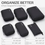 Ultralight Compression Packing Cubes - Lightweight Travel Organizers for Suitcases and Luggage (6-Pack, Black) - Image 4