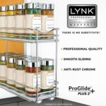 LYNK PROFESSIONAL® Pull Out Spice Rack Organizer for Inside Kitchen Cabinets - 4-1/4 inch Wide - Slide Out Drawer – Chrome Sliding Spice Cabinet Organization Shelf Racks - 2 Tier - Image 3