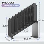 Inclined Desk File Organizer Metal Desk Magazine Folder Holder with 8-Section Vertical Compartments Rack File Organizer for Office, Home, School, Black - Image 3