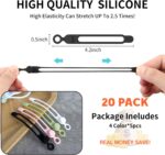 [20Park]UMUST Silicone Cable Ties,Reusable Cable Management Organizer, Multipurpose Elastic Cord Organizer for Bundling and Fastening Cable Cords Wires(black,white,pink,green) - Image 3