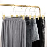 Besser 10 Pack Gold Acrylic Hangers,Clear Hanger with Gold Hook,Luxurious Skirt Pants Hangers Clips for Clothing Closet Storage - Image 3