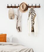 Coat Rack Wall Mount, 16.5 Inches Wood Coat Hooks Wall Mount, Wall Coat Rack with 5 Hooks, Hat Rack Wall Hooks for Hanging Coat, Bag, Towel (1Pack, Brown) - Image 4