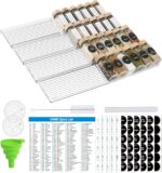 24 Pcs Glass Spice Jars Bamboo Lids with Spice Drawer Organizer Set, 4 Tier-8 Pack Acrylic Expandable Spice Rack , 396 Spice Labels, Seasoning Containers Organization for Kitchen Cabinet Countertop - Image 2