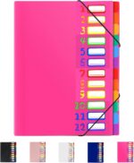 24 Pockets Expanding File Folder Organizer,Accordion File Organizer,A4 Letter Size,Rainbow Tab, for Home/Office/School Document Organizer (Rose Pink) - Image 2