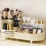 360° Rotating Vanity Makeup Organizer with Brush Holder, Large Spinning Cosmetic Storage for Skincare, Perfumes and Lotions - Image 2