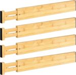 4 PCS Drawer Divider, 17"-22" Adjustable Bamboo Drawer Dividers Organizers, Expandable Separators for Kitchen, Clothes, Dressers, Home, Office - Image 2