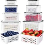 4 PCS Fruit Storage Containers for Fridge with Removable Colander, Airtight Food Storage Container, Dishwasher Safe Produce Saver Container for Refrigerator, Keep Berry Fruit Vegetable Fresh Longer - Image 2