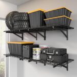 4 Pack Heavy Duty Garage Wall Shelving Set (2x3ft), Wall Mounted Garage Shelves 1000lbs Capacity, 24"x72" Shelf Storage Rack Floating Shelves, Black - Image 2