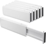 5 Pack Drawer Dividers, 4 Inch High Adjustable Dresser Drawer Organizers, Expandable from 14.8-22 inch Separators for Clothes, Kitchen, Office, Bathroom Organization, White - Image 2