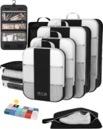 8 Set Compression Packing Cubes for Travel Essentials,Compressible Expandable Packing Cubes for Suitcase,OlarHike Luggage Organizer Bags for Travel,Handy Helper for Organizing Clothes(Black) - Image 2
