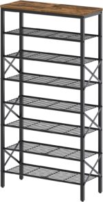 8 Tier Shoe Rack, Shoe Storage Organizer, Large Capacity Shoe Shelf Holds 32 Pairs of Shoes, Durable and Stable, for Entryway, Hallway, Closet, Dorm Room, Rustic Brown SS08BR - Image 2