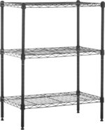 Amazon Basics 3-Shelf Adjustable Heavy Duty Steel Wire Rack Storage Shelving Organizer for Kitchen, Garage, 23.2" L x 13.4" W x 30" H, Black - Image 2
